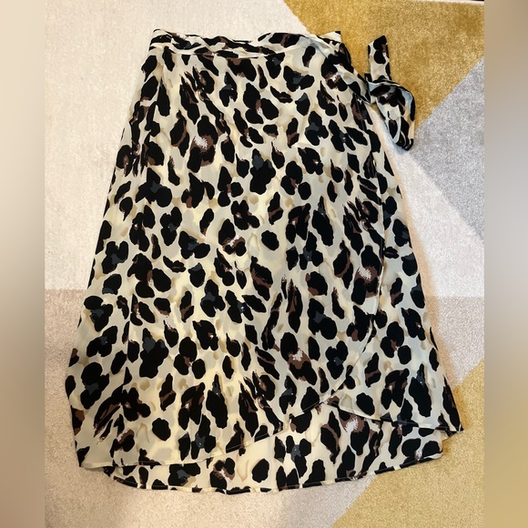 Cheetah print wrap skirt large women midi adjustable tie - Picture 4 of 8